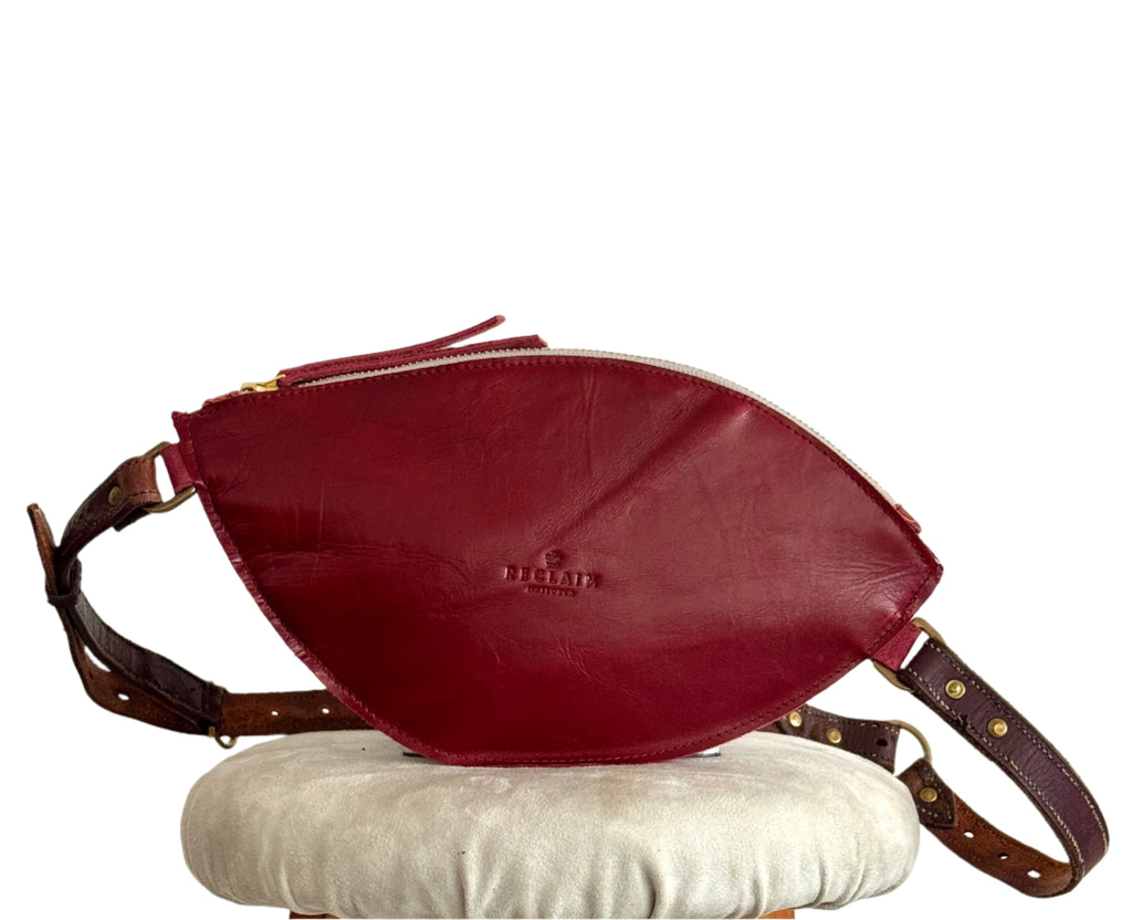 CAMPOS BELT BAG - BURGUNDY LEATHER LIBERTY PRINT - ONE-OFF