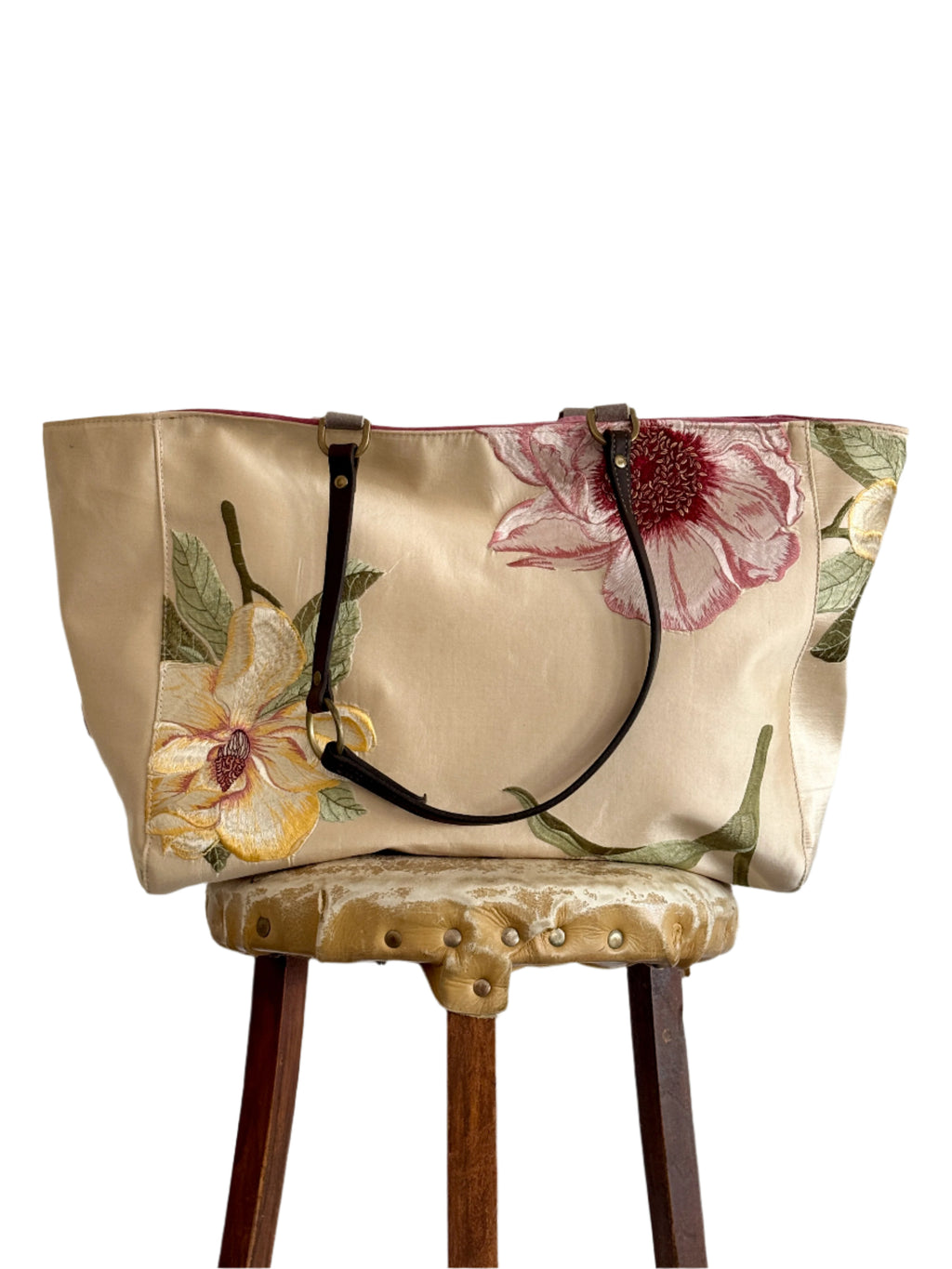 ORIENT TOTE - VINTAGE EMBROIDERED SILK & REMNANT BRITISH VELVET- ONE-OFF