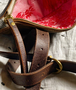 CAMPOS BELT BAG - RED FRENCH TICKING FABRIC