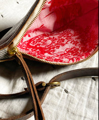 CAMPOS BELT BAG - VINTAGE RED FRENCH TICKING FABRIC ONE-OF-A-KIND