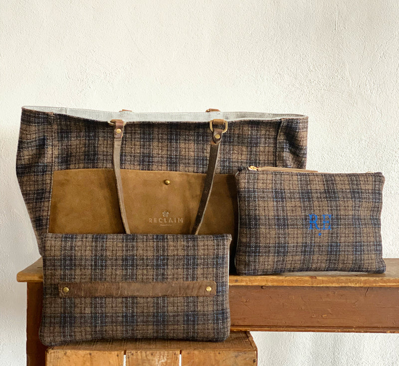 ORIENT TOTE- SURPLUS ITALIAN WOOL - ONE-OF-A-KIND