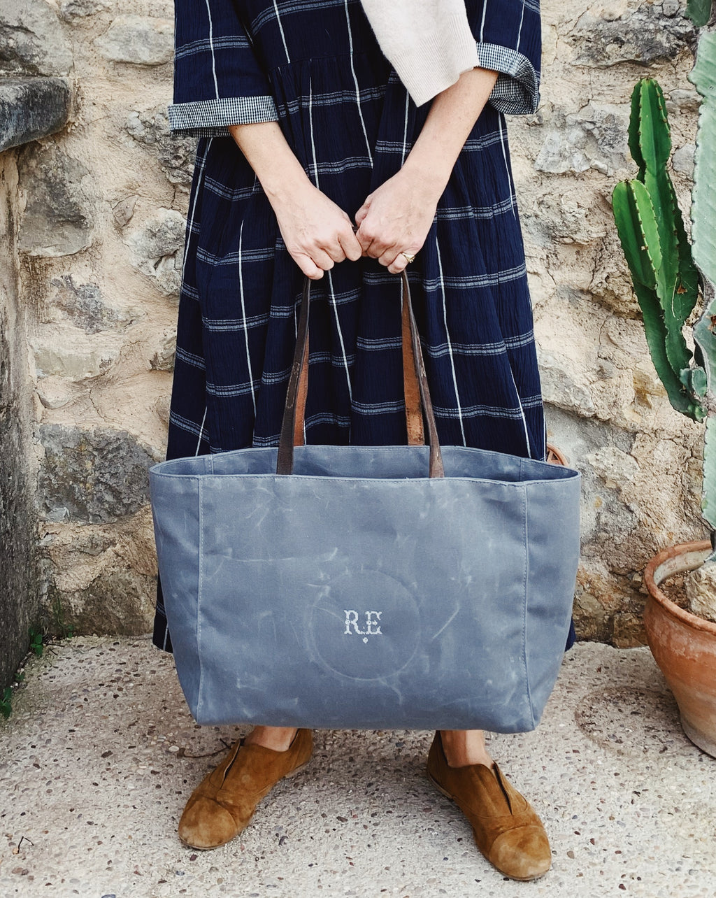 Recycled Waxed Canvas Tote Bag